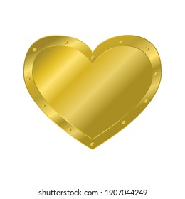 Heart of gold with rivets. Design element. Vector illustration on white background