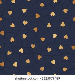 Heart gold seamless pattern. Repeating love background. Repeated golden hearts for design prints. Elegant graphic motif. Repeat lattice. Luxury ornament. Decorative elements. Vector illustration