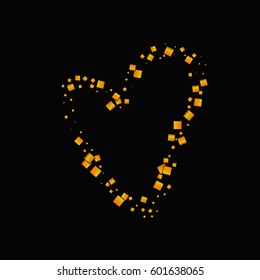  a heart of gold squares of different sizes. abstract background