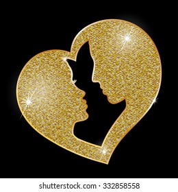 Heart of gold  - symbol, logos,badges, labels and design elements
