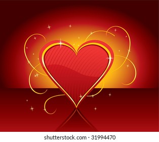 Heart with gold, vector