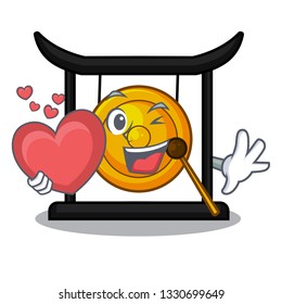 With heart golden gong isolated with the mascot