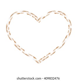 Heart from golden shiny ribbon Valentine s day Greeting Card. EPS 10 vector file included