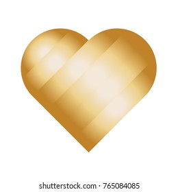 Heart of golden stripes. Love symbol. Vector illustration with 3D-like effect.