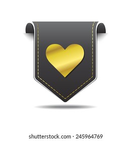 Heart Golden Vector Icon Design