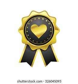 Heart Golden Vector Icon Design