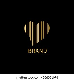 Heart golden vector logo design template. Heart label (sign, symbol, emblem, icon)