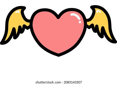 Heart Golden Wings Flying Love Bloom Stock Vector (Royalty Free ...