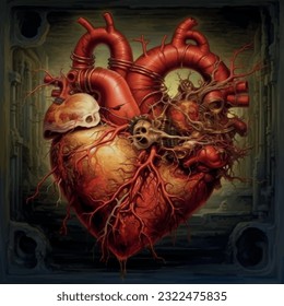Heart in gothic style, heart with virus