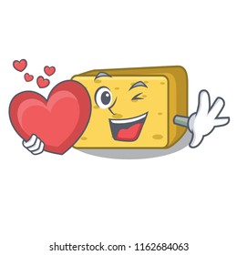 With heart gouda cheese pieces cartoon