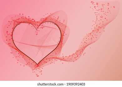 Corazón gradiente humo línea ondulada romántico fondo vectorial, rojo, rosa adorable San Valentín fondo.