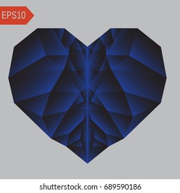 Heart with gradient triangles black and blue color