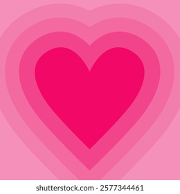 Heart gradient Valentine's day background. Pink heart striped pattern. Glowing hearts. Template for wallpaper frame, banners, posters greeting card, wedding invitation. Flat design Vector illustration