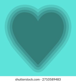 Heart gradient Valentine's day background. Blue heart striped pattern. Glowing hearts. Template for wallpaper, frame, banners, posters, greeting card, wedding invitation. Flat design. Vector
