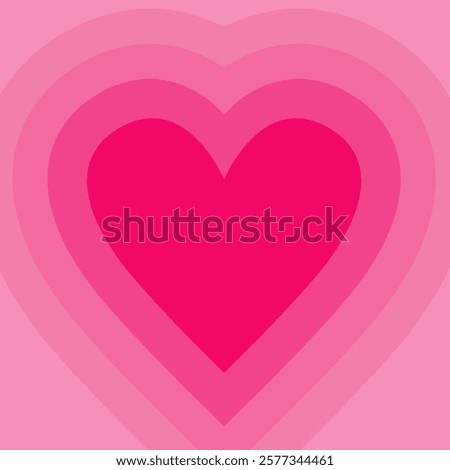 Heart gradient Valentine's day background. Pink heart striped pattern. Glowing hearts. Template for wallpaper frame, banners, posters greeting card, wedding invitation. Flat design Vector illustration