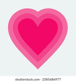 Heart gradient. Valentine's day Pink heart striped pattern. Glowing hearts. Template for wallpaper, banners, greeting card, frame, posters, wedding invitation Flat design White background. Vector