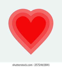 Heart gradient. Valentine's day Red heart striped pattern. Glowing hearts. Template for wallpaper, frame, posters, banners, greeting card, wedding invitation Flat design White background. Vector
