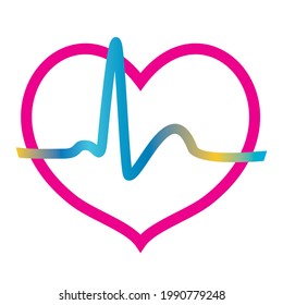 heart and graph, red and neon colors, vector icon