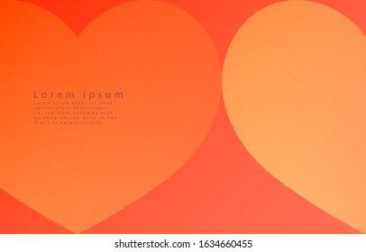 heart graphic, abstract gradation on a lush lava and Vermilion red  background with copy space. card. Poster. elements design for presentation background. valentine's day