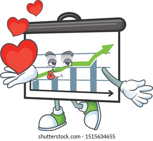 With heart up graphic board on white background