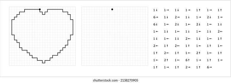 Heart Graphic Dictation Drawing, Heart Shape, Emotion, Affection, Love, Valentine Icon Vector Art Illustration, Drawing By Cells