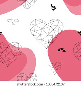 Heart graphic doodle triangle color seamless pattern background illustration vector