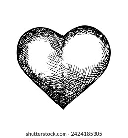 The heart, the graphic element of your design. Vector graphic black and white illustration. Conceptual design for Valentine's Day and wedding. For postcards, prints and packaging. For flyers, posters.