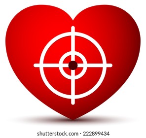 Heart graphics with crosshair.