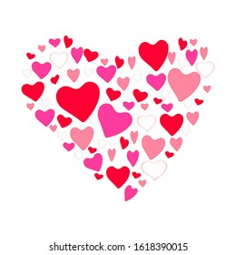 Heart graphics element on white background  pink red color 