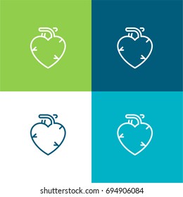 Heart green and blue material color minimal icon or logo design
