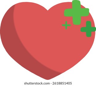 a heart with a green cross on it