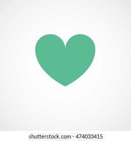 Heart Green Flat Icon On White Background