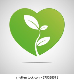 Heart in green leaves