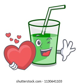 With heart green smoothie mascot cartoon vector illustration