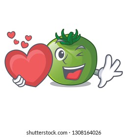 With heart green tomato obove the character table