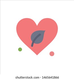 Heart, Green, World, Save  Flat Color Icon. Vector icon banner Template. Vector Icon Template background