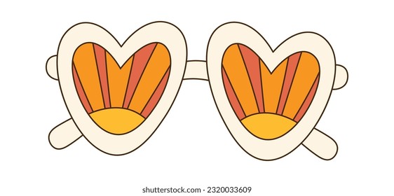 Heart Groovy Sunglasses Vector Illustration