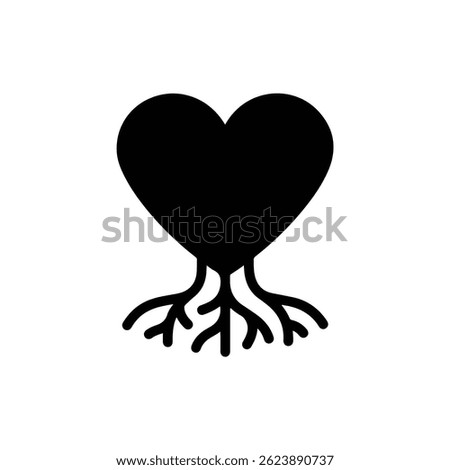 Heart Growing Roots Indicating Deep Emotional Grounding Icon - Minimal