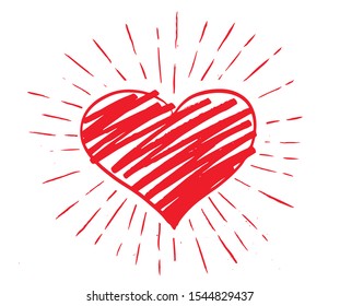 Heart grunge. Hand drawn illustration.