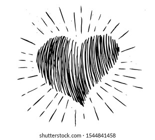 Heart grunge. Hand drawn illustration.