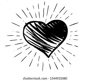 Heart grunge. Hand drawn illustration.