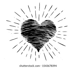 Heart grunge set. Hand drawn illustration.