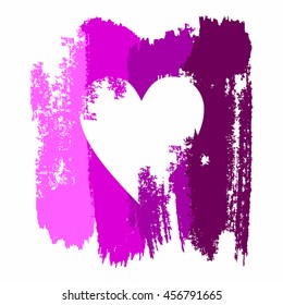 Heart in grunge style on a background of ink stains drawn vector