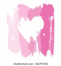 Heart in grunge style on a background of ink stains drawn vector