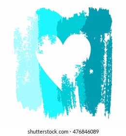 Heart in grunge style on a background of ink stains drawn vector
