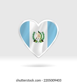 Corazón de la bandera de Guatemala. Estrella de botón plateado y plantilla de bandera. Fácil edición y vector en grupos. Ilustración vectorial de bandera nacional sobre fondo blanco.