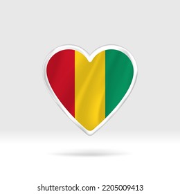 Heart from Guinea flag. Silver button star and flag template. Easy editing and vector in groups. National flag vector illustration on white background.