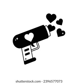 Esbozo vectorial del doodle de la pistola del corazón Sticker. archivo EPS 10