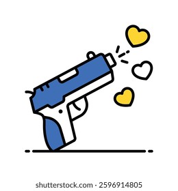 Heart Gun vector filled outline icon. EPS 10 file