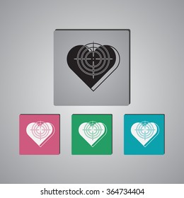 Heart at the gunpoint  - Valentine's Day vector icon